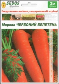 Семена моркови Красный великан, лента 3 метра