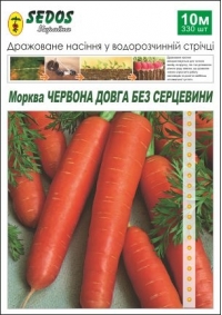 Семена моркови Длинная Красная без сердцевины, лента 10 метра